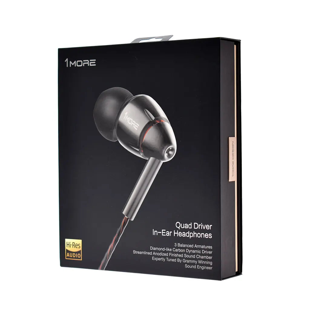 1MORE Quad Driver Wired Hi Res In Ear Headphones THX Certified Sound