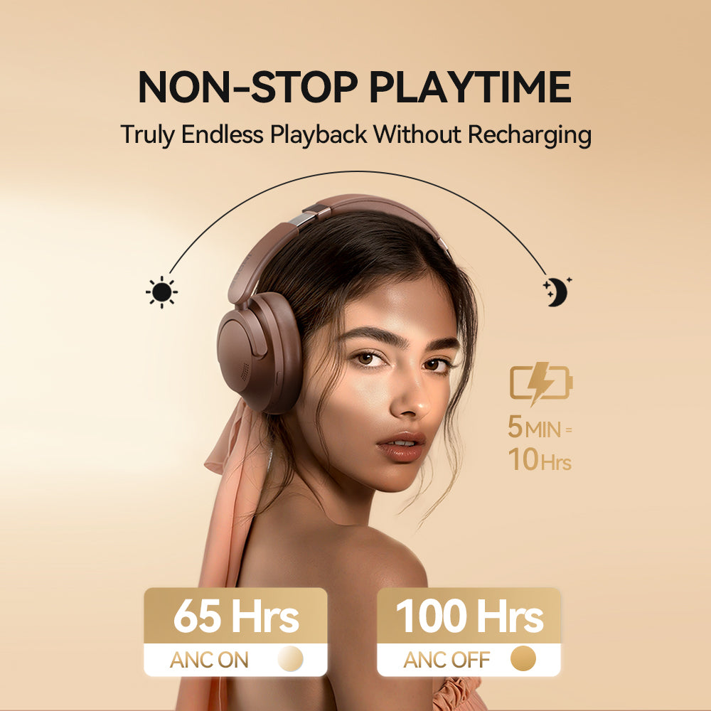 1MORE SonoFlow Pro Wireless ANC Over-Ear Headphones Mocha Brown