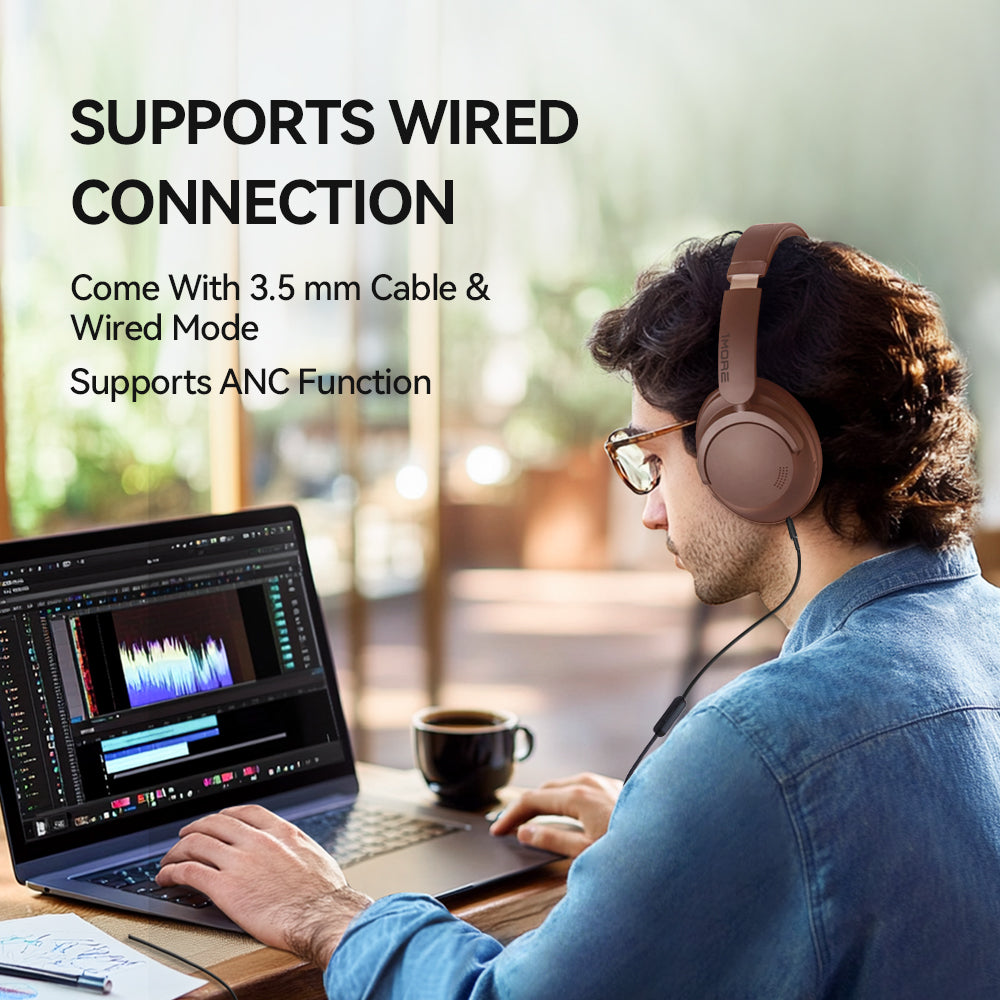 1MORE SonoFlow Pro Wireless ANC Over-Ear Headphones Mocha Brown