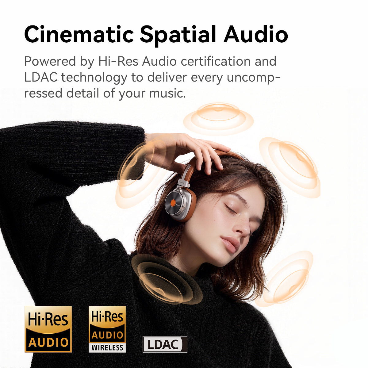 1MORE HQ36 Classic Vinyl Retro On-ear Headphones, Hi-res Audio