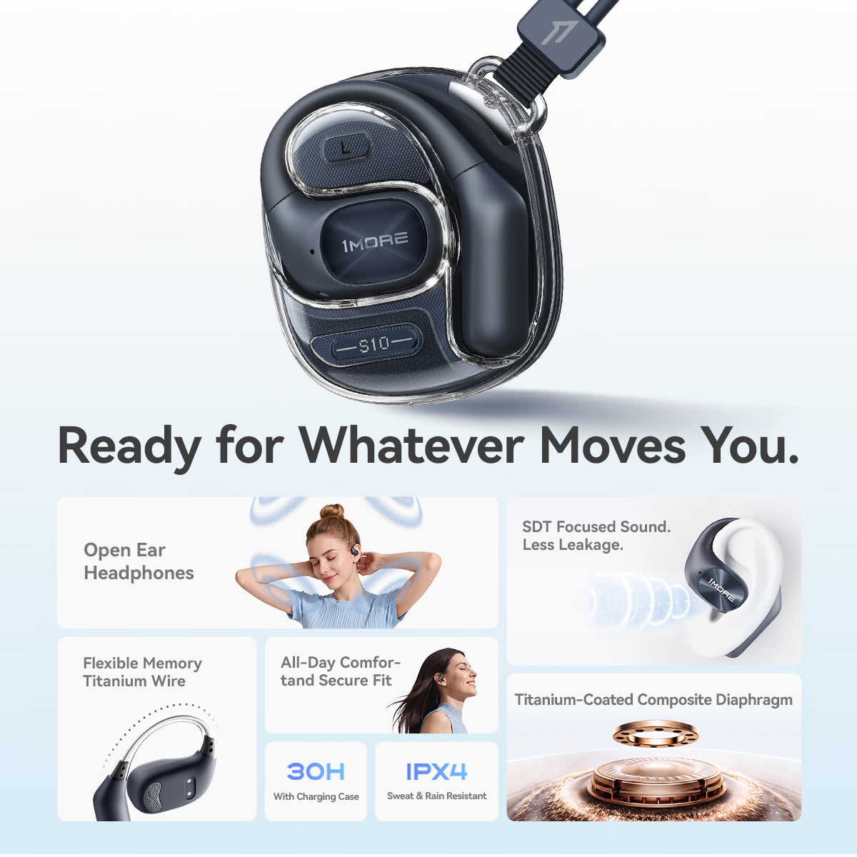 1MORE P30 Triple Driver In-Ear Wired Headphones + 1MORE S10s Open Ear Earbuds