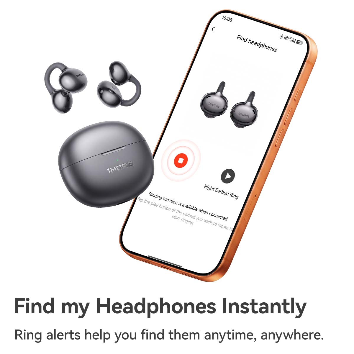 1MORE S20 Ultra Open Ear Clip-On Earbuds, Ultra-Light Comfort, Hi-Res Audio